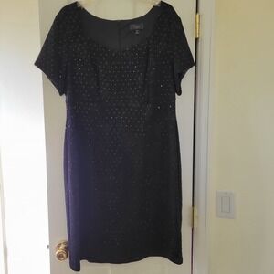 Dress Barn Collection 18W Dress Black Sparkly Short Sleeve Stretch LBD